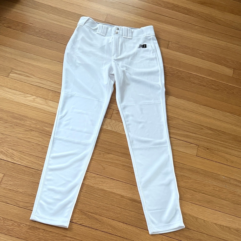 New Balance White Performance Baseball Pants with NB Logo